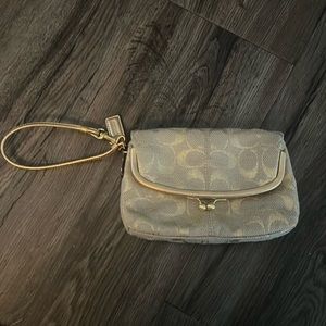 Vintage Coach Signature large wristlet with two compartments.  New without tags